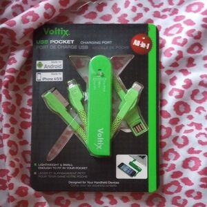 Green USB Pocket Charging Port for Android and iPhone